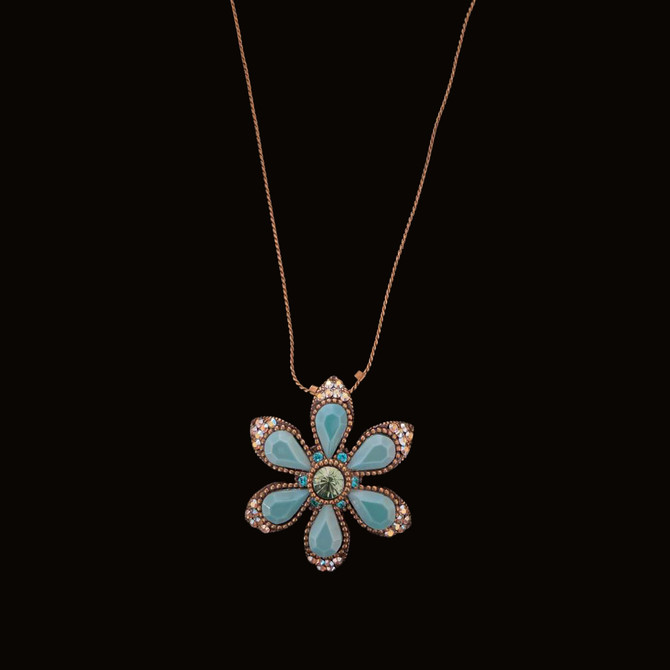 Michal Negrin Happy Flower Turquoise Crystals Necklace