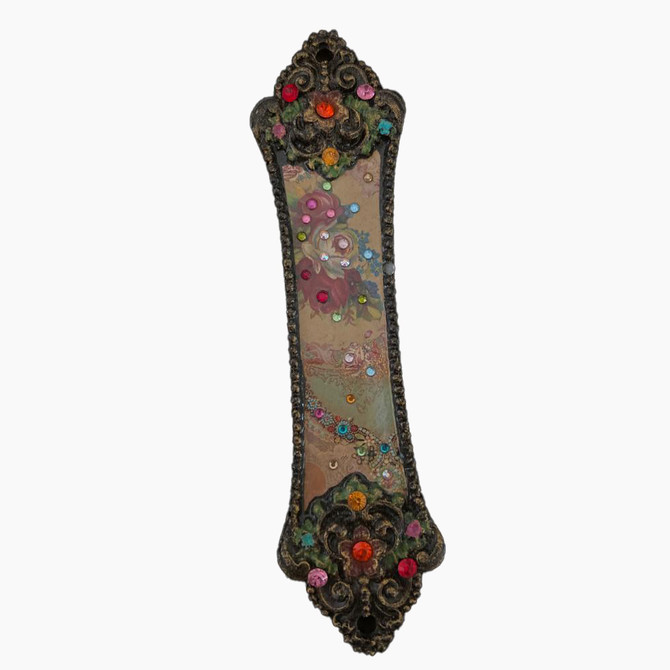 Michal Negrin Victorian Rose Flowers Swarovski Crystals Mezuzah