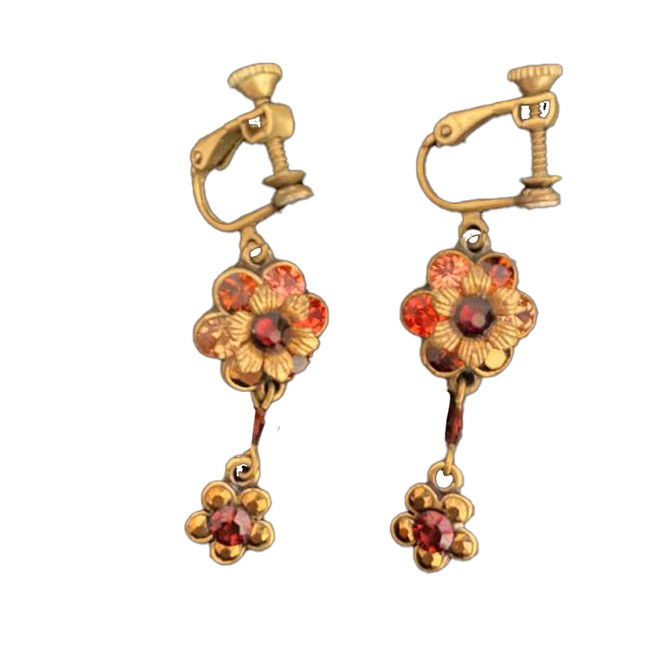 Michal Negrin Clip On Multi Flower Earrings