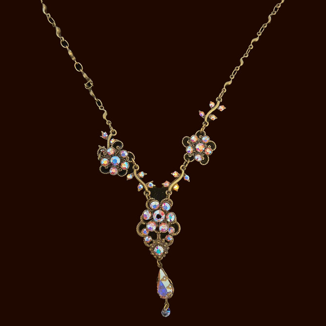 Michal Negrin Spray Rose White Necklace