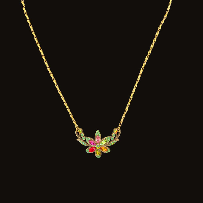 Michal Negrin Swarovski Crystals Multicolor Flower Necklace