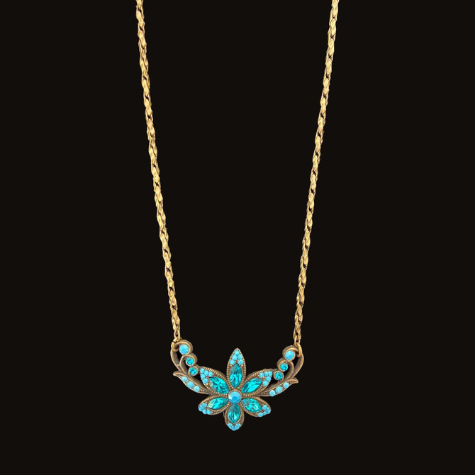 Michal Negrin Pretty In Jewels Turquoise Flower Necklace