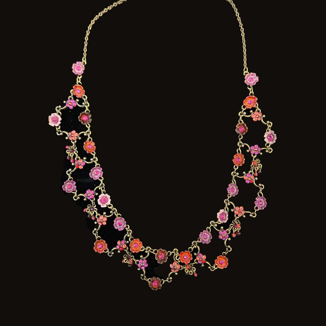 Michal Negrin Classic Celebration Small Crystals Flowers Necklace