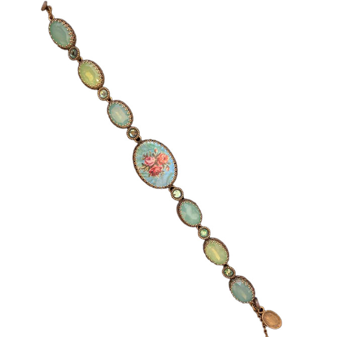 Michal Negrin Swarovski Crystals Rose Flower Turquoise Bracelets