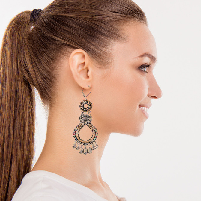 Ayala Bar Lovely Mosaic Metal Roots Earrings
