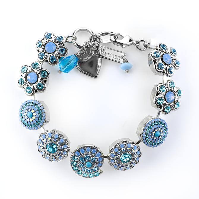 Mariana Extra Luxurious Shell and Flower Bracelet inFlorida Blues