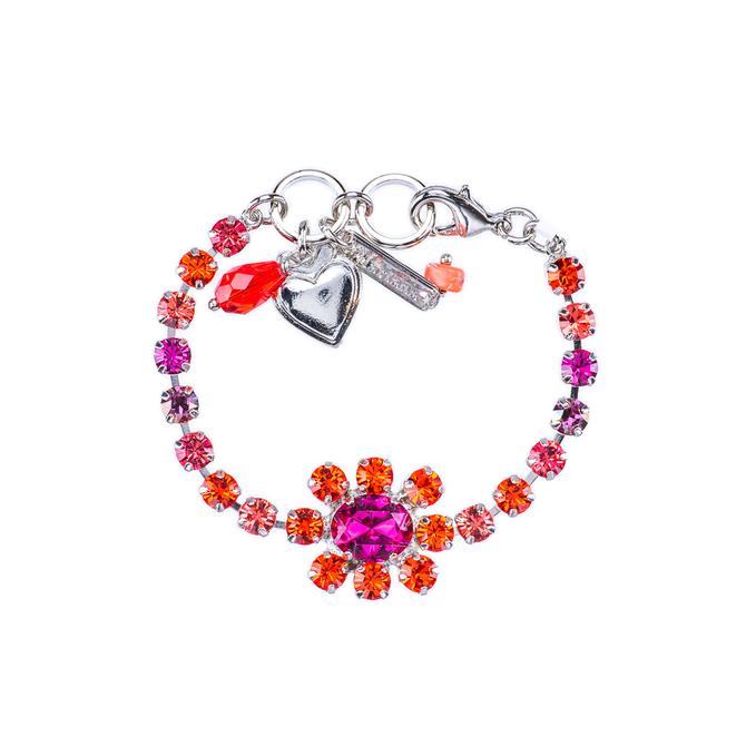 Mariana Petite Bracelet with Stone Flower in Hibiscus