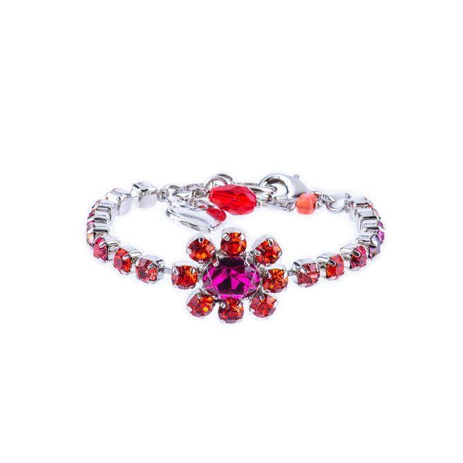 Mariana Petite Bracelet with Stone Flower in Hibiscus