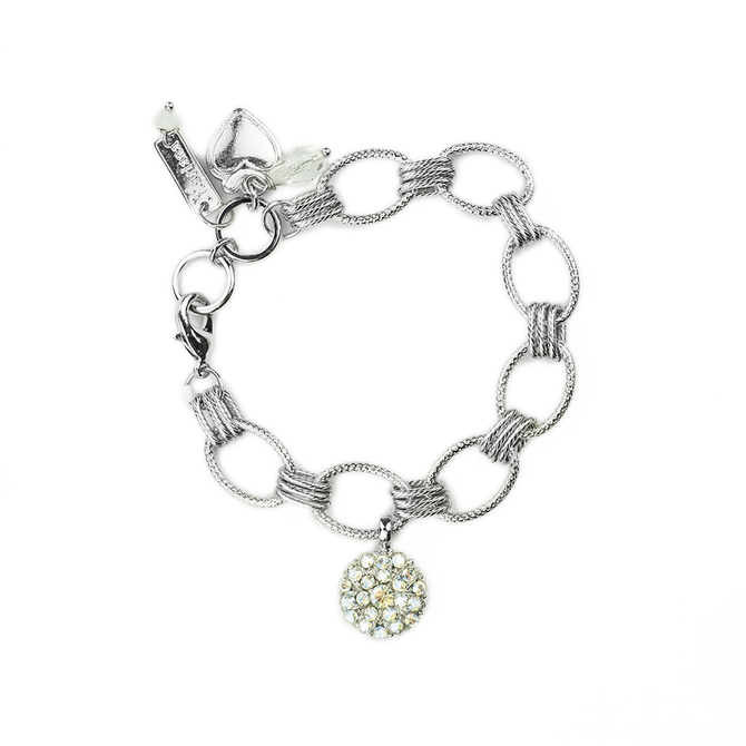 Mariana Chain Link Guardian Angel Bracelet in Crystal Moonlight