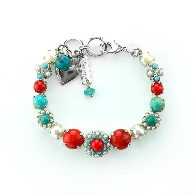 Mariana Round Must Have Bracelet with Rosettes in Happiness Turquoise