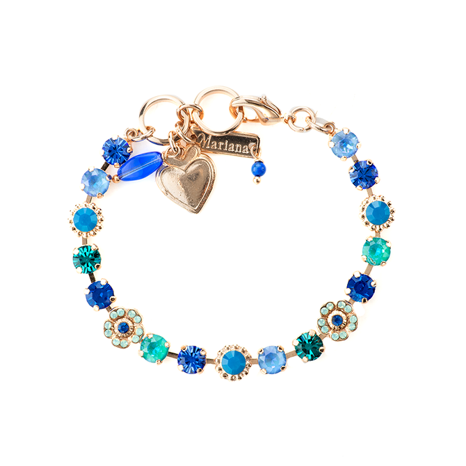 Mariana Petite Flower and Cluster Bracelet in Serenity