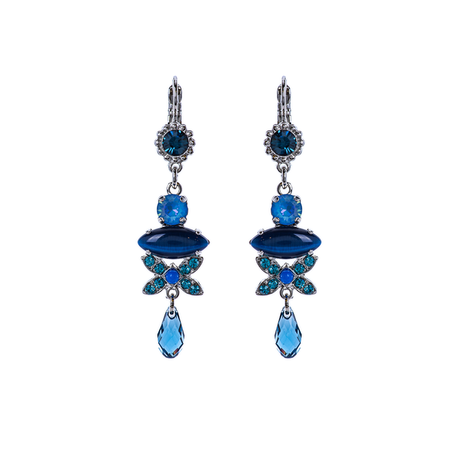 Mariana Marquise and Round Long Dangle Leverback Earrings in Sleepytime