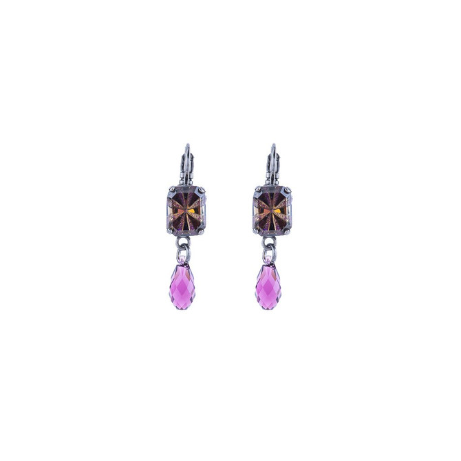 Mariana Petite Emerald Cut Leverback Earring in Wildberry