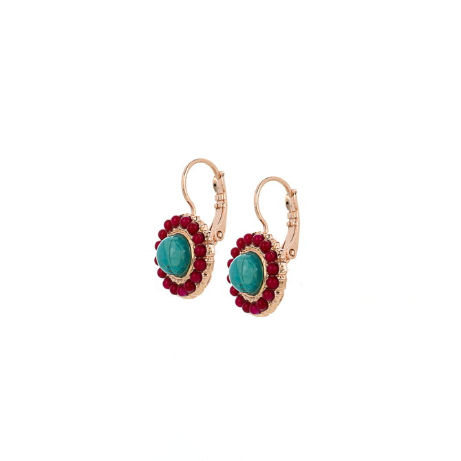 Mariana Halo Disc Leverback Earrings in Happiness Turquoise