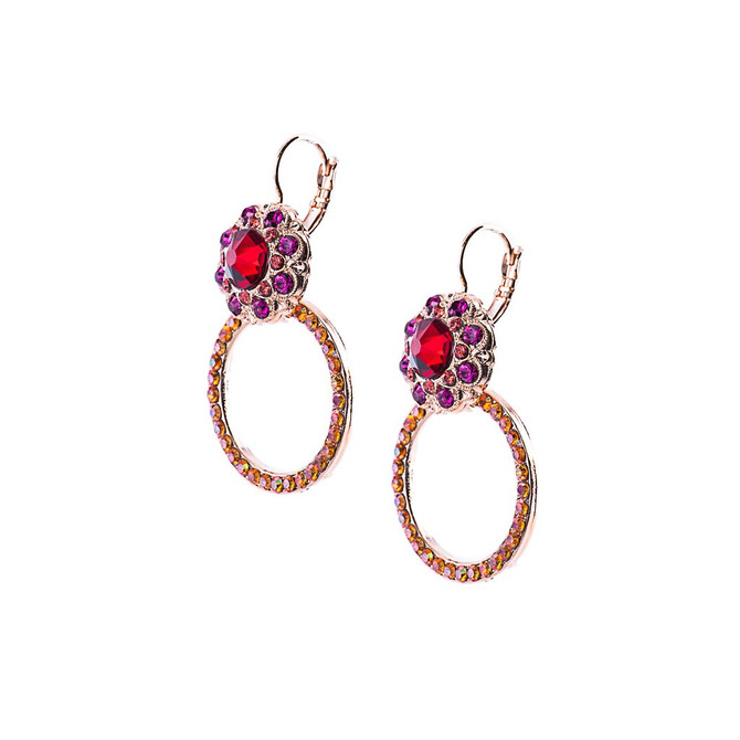 Mariana Cluster Circle Leverback Earrings in Hibiscus