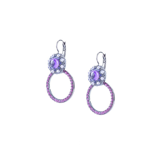 Mariana Cluster Circle Leverback Earrings in Wildberry