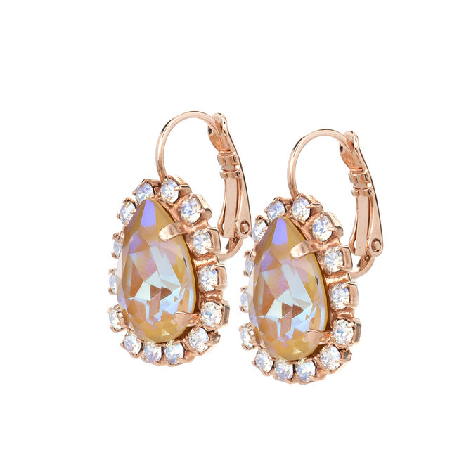 Mariana Pear Halo Leverback Earrings in Peace