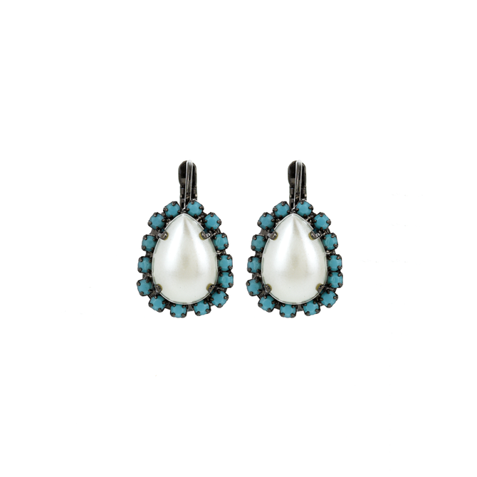 Mariana Pear Halo Leverback Earrings in Happiness