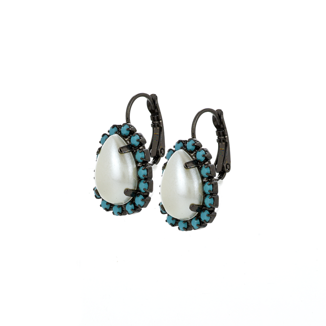 Mariana Pear Halo Leverback Earrings in Happiness