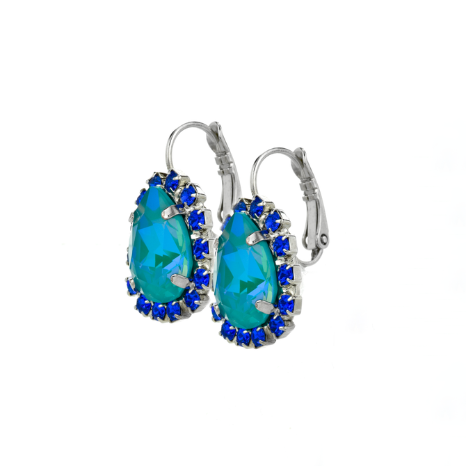 Mariana Pear Halo Leverback Earrings in Serenity