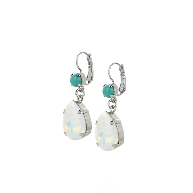Mariana Double Stone Pear Dangle Leverback Earrings in Happiness