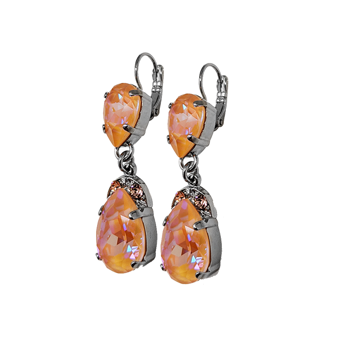 Mariana Double Pear Leverback Earrings in Sun Kissed Peach