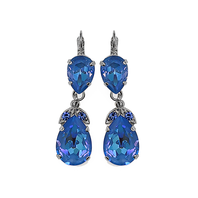 Mariana Double Pear Leverback Earrings in Sun Kissed Ocean