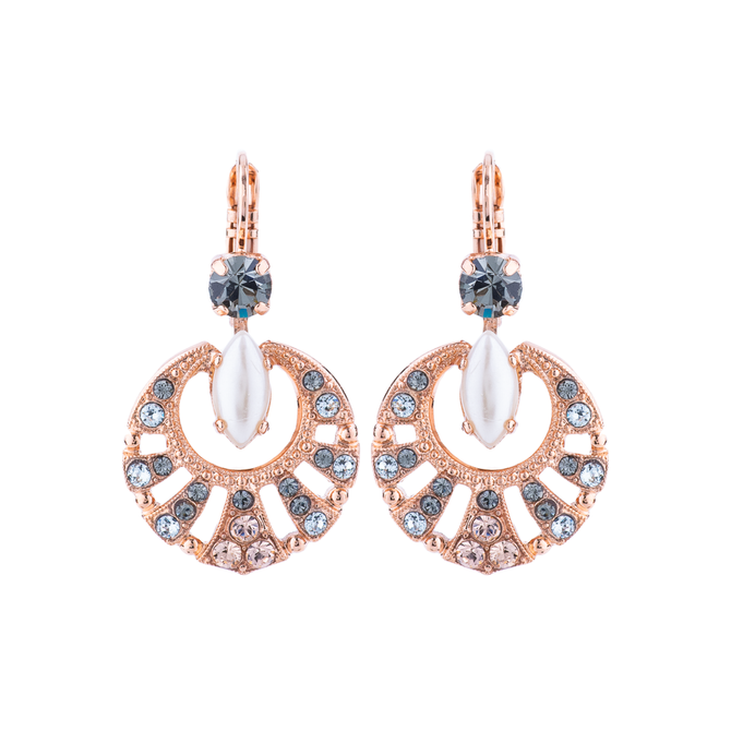 Mariana Round Shell Marquise Leverback Earrings in Earl Grey