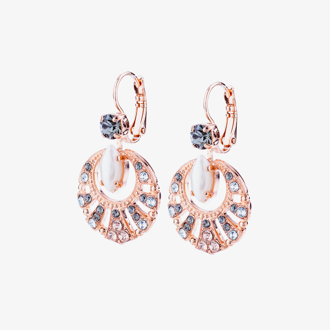 Mariana Round Shell Marquise Leverback Earrings in Earl Grey