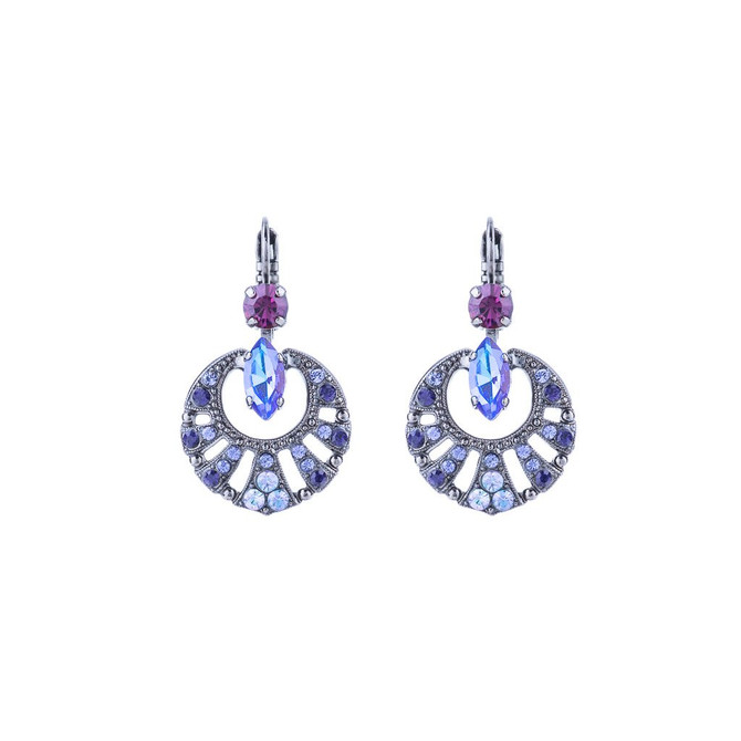 Mariana Round Shell Marquise Leverback Earrings in Wildberry