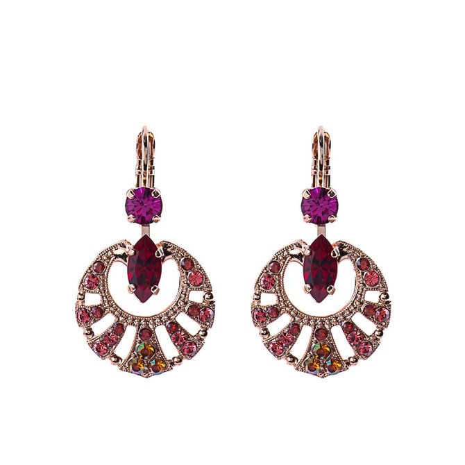 Mariana Round Shell Marquise Leverback Earrings in Hibiscus