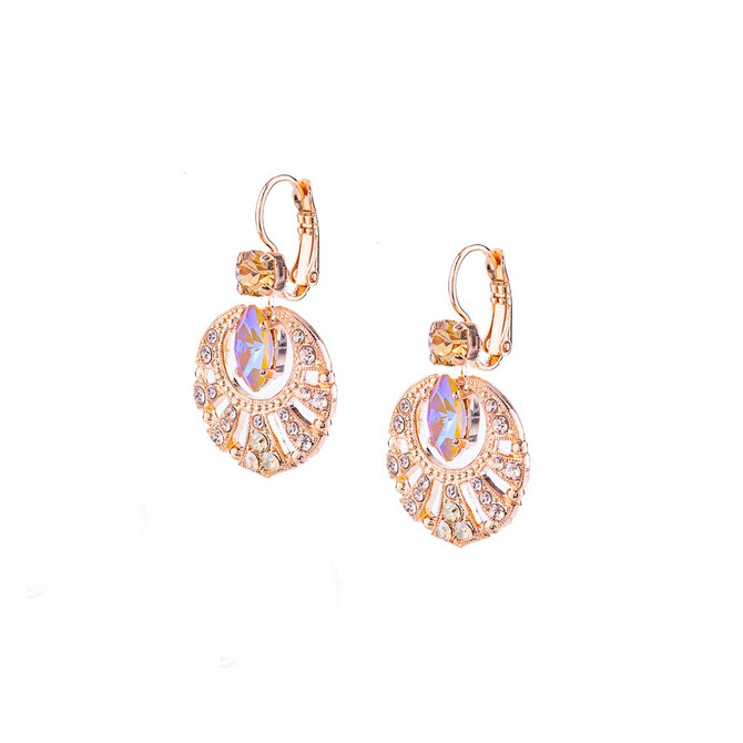 Mariana Round Shell Marquise Leverback Earrings in Chai