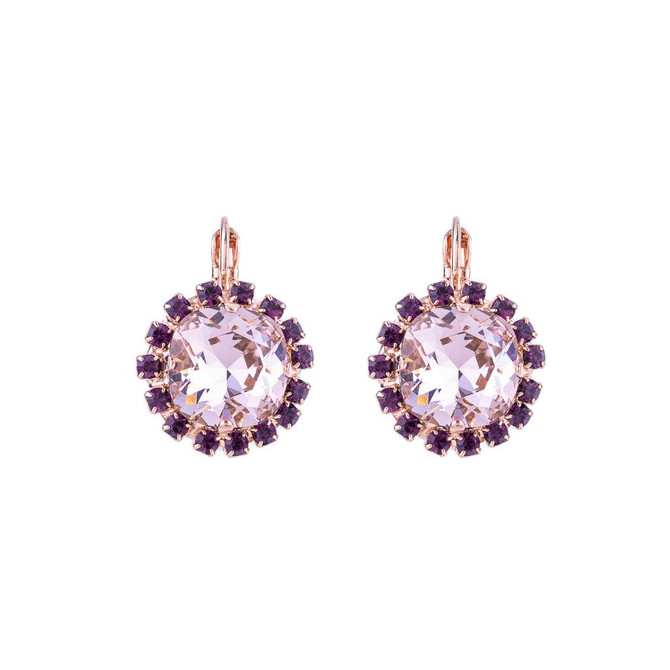 Mariana Cushion Cut Cluster Leverback Earrings in Wildberry