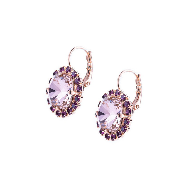 Mariana Cushion Cut Cluster Leverback Earrings in Wildberry