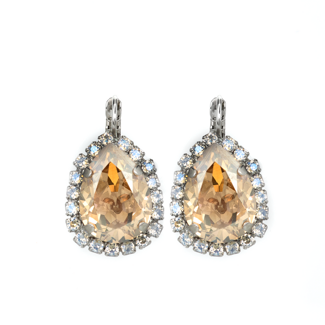 Mariana Large Halo Pear Leverback Earrings in Peace