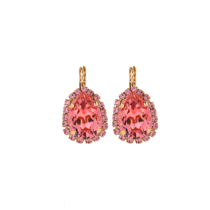 Mariana Large Halo Pear Leverback Earrings in Love
