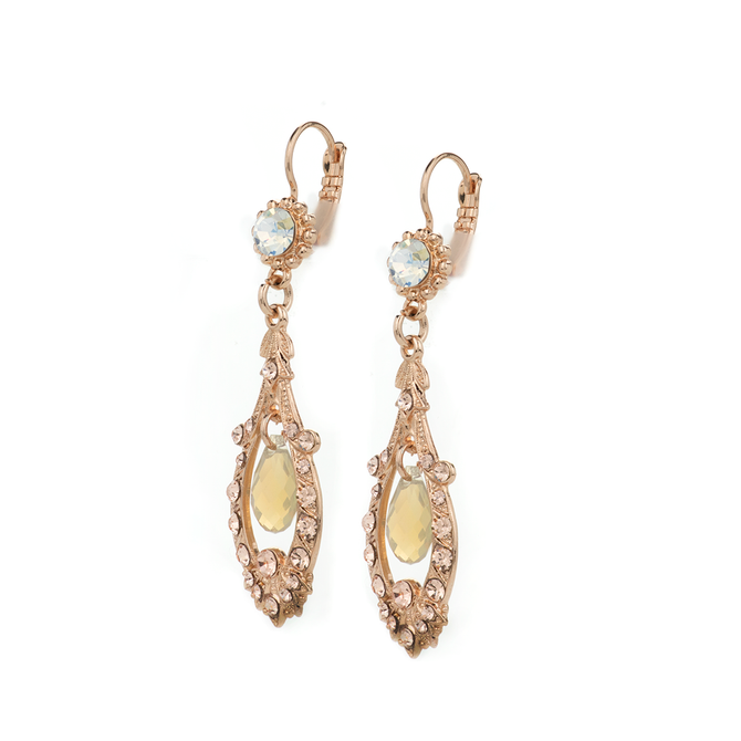 Mariana Open Oval Leverback Earrings with Dangle Briolette in Peace