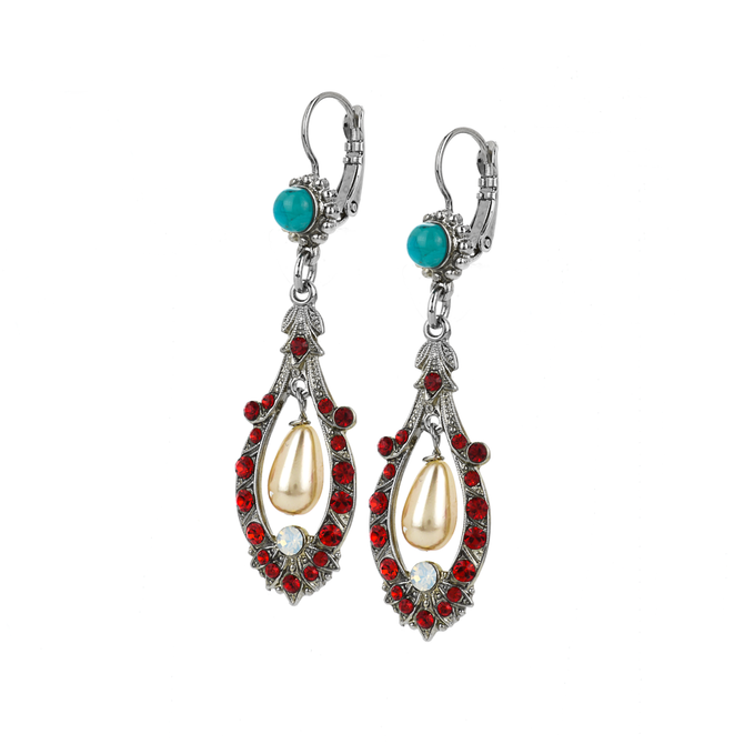 Mariana Open Oval Leverback Earrings with Dangle Briolette in Happiness