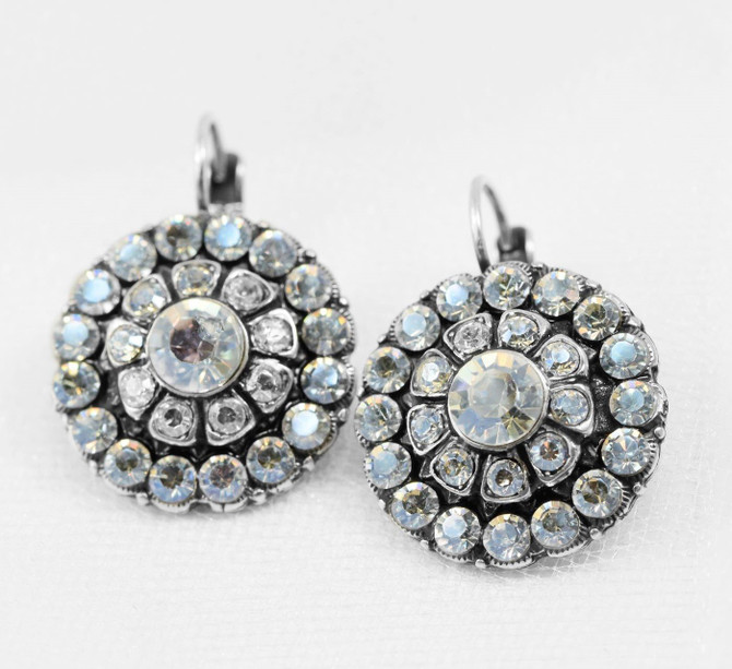 Mariana Large Daisy Bridal Leverback Earrings in On a Clear Day