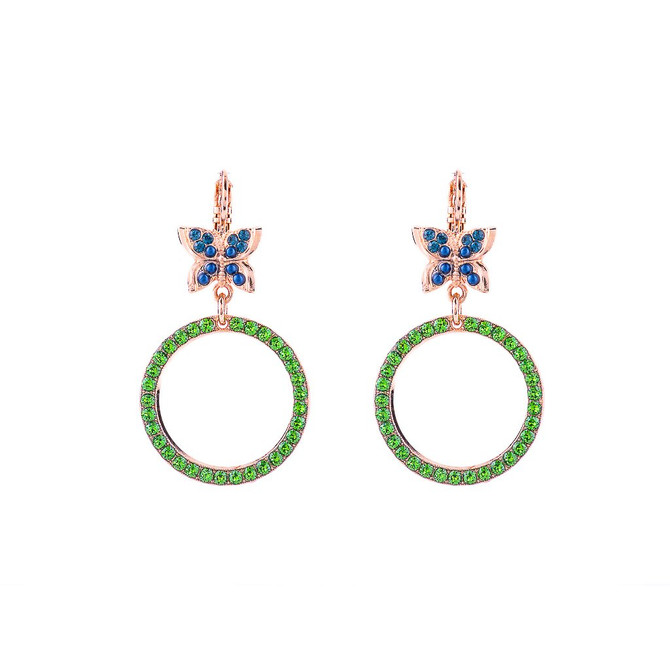 Mariana Circle Butterfly Leverback Earrings in Chamomile