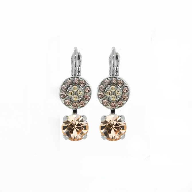 Mariana Pave and Round Leverback Earrings in Meadow Brown