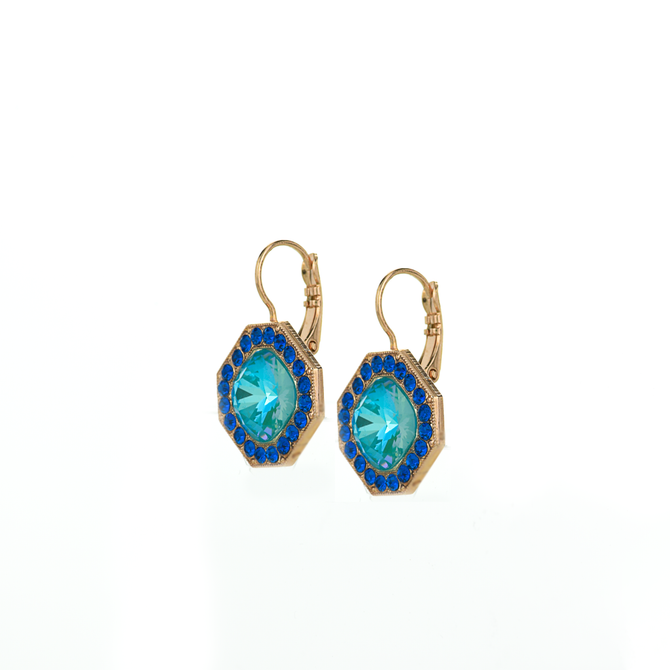 Mariana Octagon Halo Leverback Earrings in Serenity