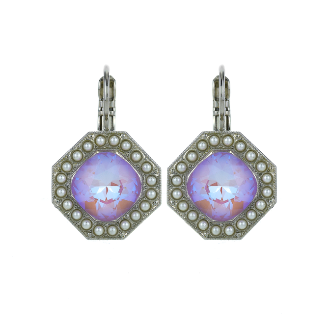 Mariana Octagon Halo Leverback Earrings in Romance