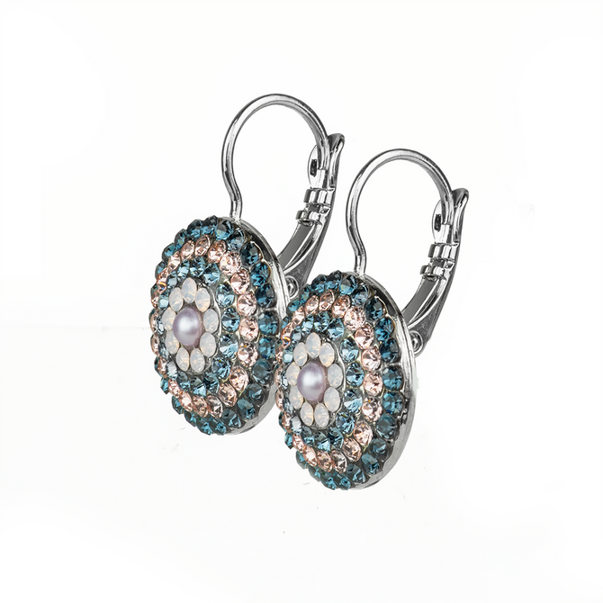 Mariana Large Pave Leverback Earrings in Blue Morpho