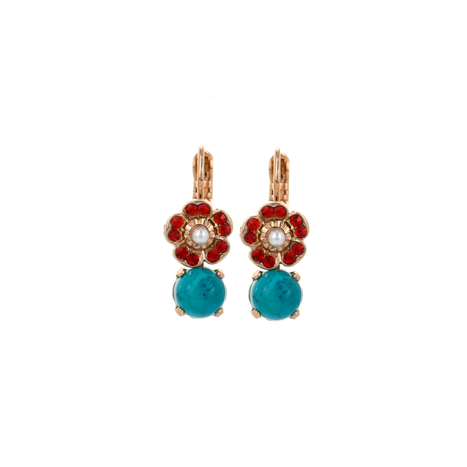 Mariana Cosmos Round Dangle Leverback Earrings in Happiness Turquoise
