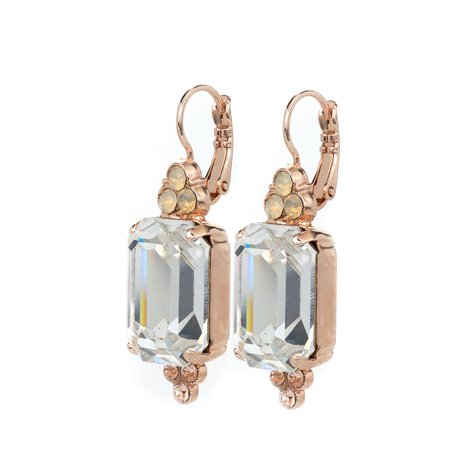 Mariana Large Emerald Cut with Trio Stone Cluster Leverback Earrings in Peace