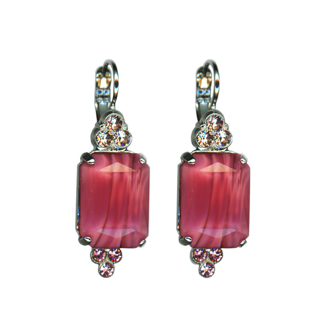 Mariana Large Emerald Cut with Trio Stone Cluster Leverback Earrings in Love