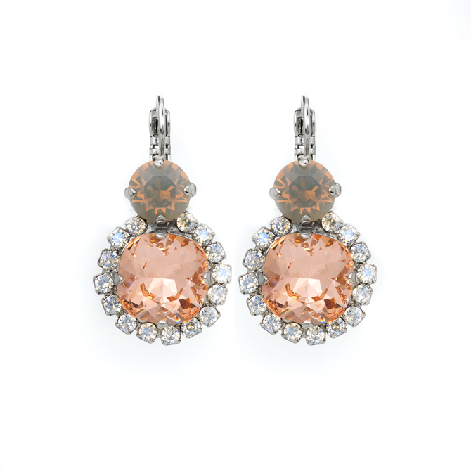 Mariana Double Stone Halo Leverback Earrings in Peace