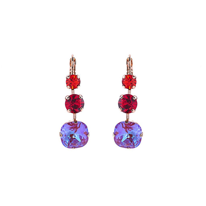 Mariana Trio Round and Cushion Cut Leverback Earrings in Hibiscus