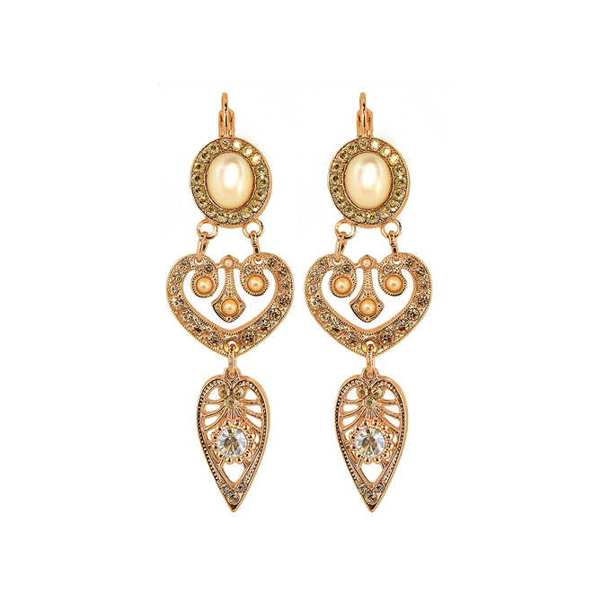 Mariana Oval and Heart Leverback Earrings in Barbados